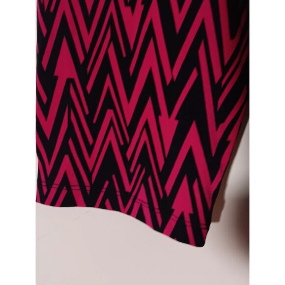 Anne Klein Top Chevron Geometric Pull Over Blouse Pink Navy XL - Picture 7 of 11